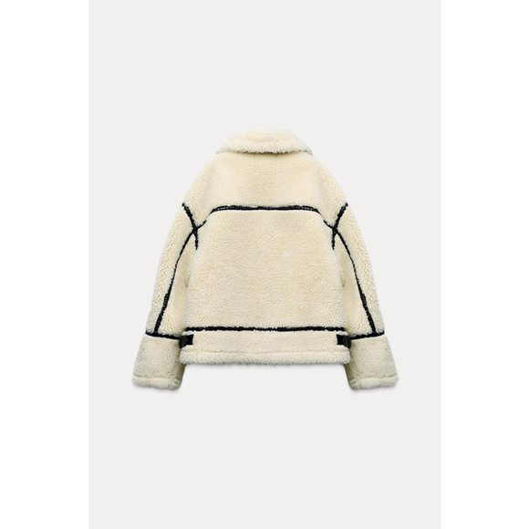 Zara Fleece Biker Jacket Size XS Not - Picture 8 of 11